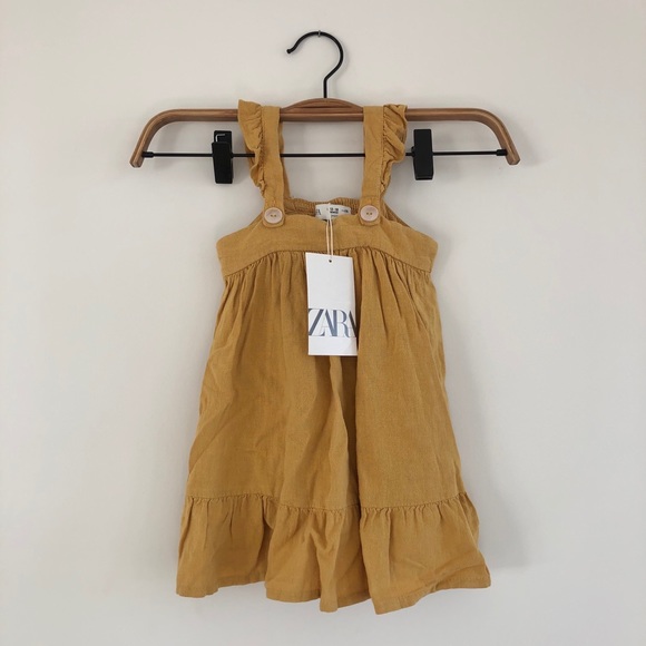 Zara Other - Zara Girl’s Dress Linen blend pinafore 12-18m